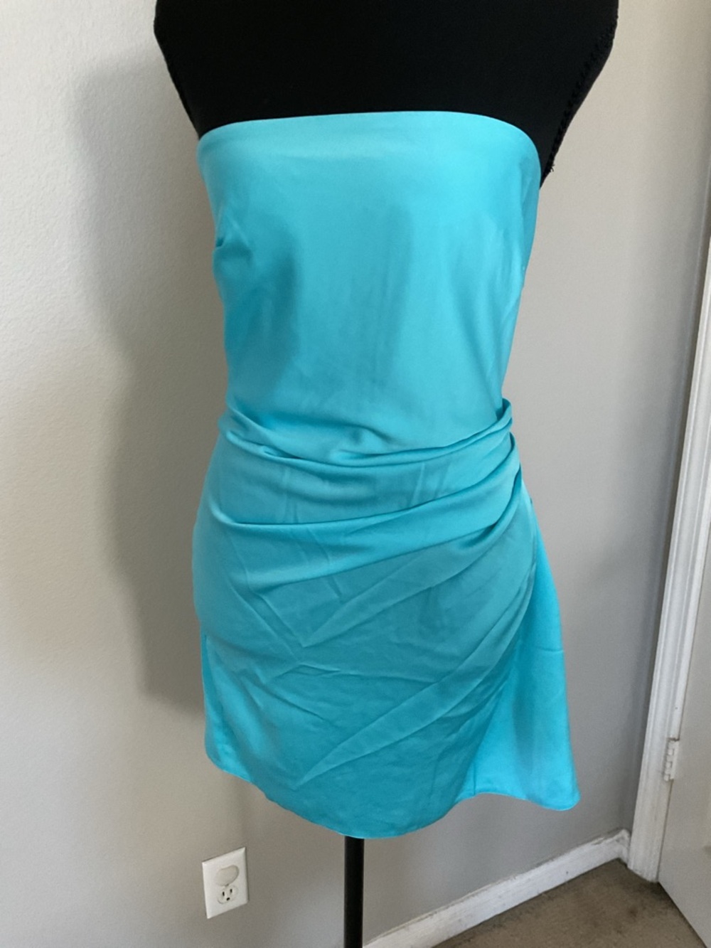 ASOS Design Strapless gathered waist Satin Mini Dress